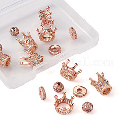 Messing Micro Pave klare Zirkonia Perlen&nbsp;ZIRC-TA0001-09RG