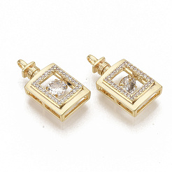 Pendenti in zirconi cubici trasparenti in micro pavè di ottone&nbsp;X-ZIRC-T011-17G-NF