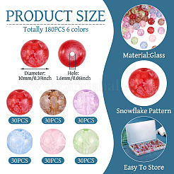180 pz 6 colori perline di lampwork trasparenti fatte a mano&nbsp;LAMP-TA0002-82