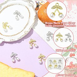 6 Stück 2 Farben Messing Micro Pave klare Zirkonia Anhänger&nbsp;KK-CJ0003-19
