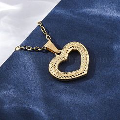Collane con ciondolo a forma di cuore cavo in acciaio inossidabile 304&nbsp;NJEW-M096-13G