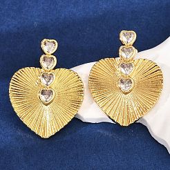 Latón micro pave aretes de circonita cúbica transparente&nbsp;KK-U058-61G