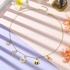 Halsketten mit Anhängern aus Legierung und Glas mit Blumen&nbsp;X1-NJEW-TA00165