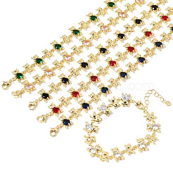 Bracelets à maillons en laiton micro pavé de zircones cubiques pour femmes&nbsp;BJEW-D457-01G