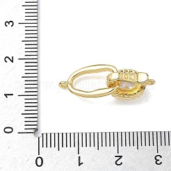Fermoirs déployants ovales en laiton avec micro pavé de zircones cubiques transparentes&nbsp;KK-Z143-17G