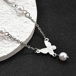Bracciali a maglie a farfalla in acciaio inossidabile 304&nbsp;BJEW-C098-01A-P