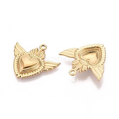 Pendentifs en forme de cœur avec ailes en acier inoxydable 304&nbsp;STAS-T067-27G
