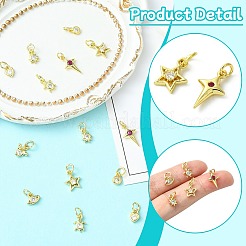 16pcs 8 breloques en zircone cubique en laiton de style micro pavé&nbsp;ZIRC-CJ0003-33