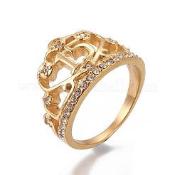Anillos de dedo de acero inoxidable 304 con revestimiento iónico (IP)&nbsp;RJEW-E157-02G