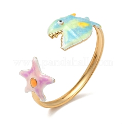 Brazaletes de acero inoxidable esmaltado Ocean 304 para mujer&nbsp;LS-BJEW-F518-02E-G