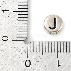 925 perle ronde plate en argent sterling avec lettres&nbsp;LS-STER-G044-01AS-J
