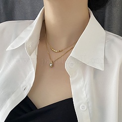 2 Stück Halsketten-Set mit Anhängern aus ovalem Kunststoff und Nuggets aus Edelstahl 304 in 2 Stilen&nbsp;NJEW-K257-08G