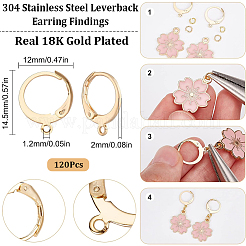 120 pieza de accesorios para pendientes de palanca de acero inoxidable 304&nbsp;STAS-SC0006-28G