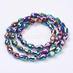 Chapelets de perles en verre électroplaqué&nbsp;X-EGLA-D017-15x10mm-4
