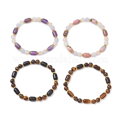 Stretch-Armbänder mit runden und zylinderförmigen Natursteinperlen für Damen und Herren&nbsp;BJEW-JB13478