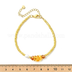 Pulseras elásticas para mujer con ámbar natural&nbsp;BJEW-JB13829