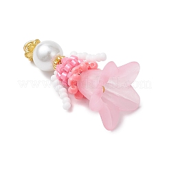 Colgantes de figuritas de flores con cuentas de vidrio&nbsp;PALLOY-MZ00686