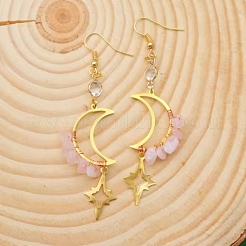 Orecchini pendenti da donna con quarzo rosa naturale&nbsp;PW-WG0B472-01