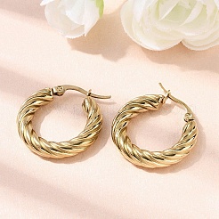 Boucles d'oreilles créoles torsadées en acier inoxydable 304&nbsp;EJEW-Z146-01G-04