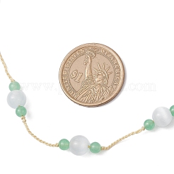 Runde natürliche malaysia jade & katze auge perlen halskette & armband & baumeln ohrring sets&nbsp;SJEW-JS01334