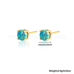 Boucles d'oreilles puces tendance en argent sterling avec opale incrustée&nbsp;NO4806-1