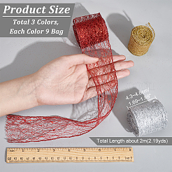 9 sac de 3 couleurs de rubans métalliques en tissu scintillant pour décorations de fête de Noël&nbsp;OCOR-NB0001-77