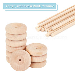 Unfertiges Holzrad & Stock&nbsp;WOOD-WH0029-22B