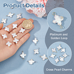 16 Stück 2 Farben Kreuz Naturperlen Verbinder Charms&nbsp;PALLOY-HS00044