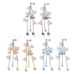 3 paio di orecchini a bottone con nappe a forma di fiore in acrilico&nbsp;EJEW-TA00648
