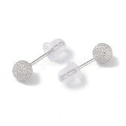 Anlaufgeschützte rhodinierte Ohrstecker aus feinem Silber mit Struktur&nbsp;EJEW-S215-08P