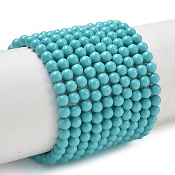 Brins de perles rondes synthétiques taiwan turquoise&nbsp;G-A130-4mm-L08