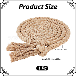 1 handgefertigtes Taillenband aus Baumwollleinenseil mit Knoten&nbsp;AJEW-CP0011-14A
