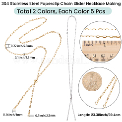 10 Stück 2 Farben 2.5mm 304 Edelstahl Büroklammer Kette Schieber Halskette machen&nbsp;STAS-SC0021-16
