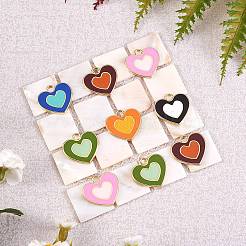 36pcs 6 couleurs rack placage pendentifs en émail en alliage d'or clair&nbsp;ENAM-SZ0002-08
