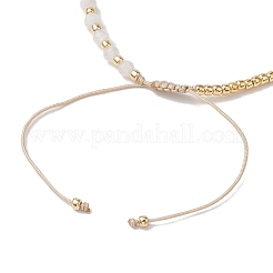 Bracelets de perles tressées en pierre de lune arc-en-ciel naturelle à facettes rondes de 3 mm et perles de rocaille&nbsp;BJEW-JB10594-04