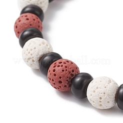 Stretch-Armbänder aus natürlichem Lavastein und Kokosnussschalenperlen für Damen und Herren&nbsp;BJEW-JB12470-01
