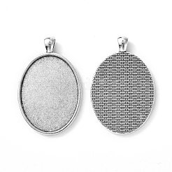 Tibetischer Stil oval Legierung großen Anhänger Fassungen&nbsp;TIBEP-Q045-051AS-RS