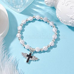 Braccialetti elastici in acrilico placcato&nbsp;BJEW-JB11043-02