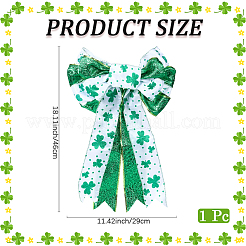 Schleife aus Polyester mit Kleeblatt-Muster für Partydekorationen zum St. Patrick's Day&nbsp;AJEW-WH20080-04B