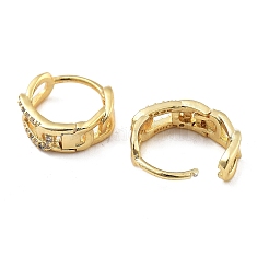 Orecchini a cerchio da donna in ottone con micro pavé di zirconi chiari&nbsp;EJEW-U029-01G-04