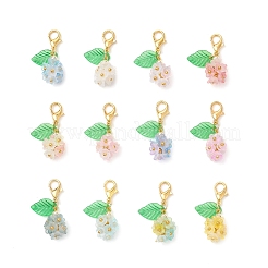 Decorazioni pendenti in acrilico trasparente satinato a forma di fiore&nbsp;HJEW-JM03714