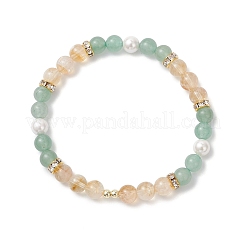 3 bracciale elastico con perle rotonde di conchiglie e pietre preziose naturali miste per donna&nbsp;BJEW-JB12229