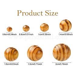 60 Stück runde Naturholzperlen&nbsp;WOOD-YW0001-58A