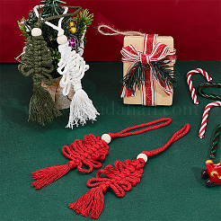 12 pz 3 stili decorazione pendente albero di Natale in cotone macramè fatto a mano&nbsp;HJEW-PH02153