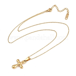 Collane con ciondolo a croce religiosa in acciaio inossidabile 304 per donna&nbsp;NJEW-G176-02G