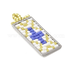 Rectangle de perles de verre faites à la main avec pendentifs en forme de croix&nbsp;PALLOY-MZ00616-03