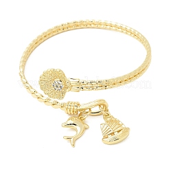 Bracelets de manchette en laiton avec micro-pavé de zircone cubique transparent&nbsp;BJEW-F526-04G