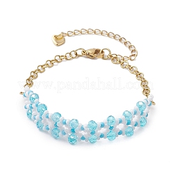 Bracciali di perline di vetro fatti a mano per le donne&nbsp;BJEW-MZ00132-02