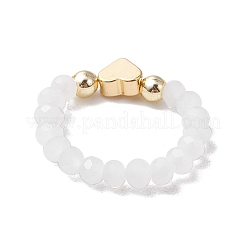 Anelli elastici con perline di vetro e ottone per donna&nbsp;RJEW-JR00858
