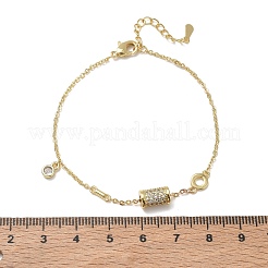 Bracelets en laiton sertis de micro-pavés de zircon cubique transparent en forme de colonne&nbsp;KK-CBA6980-26G